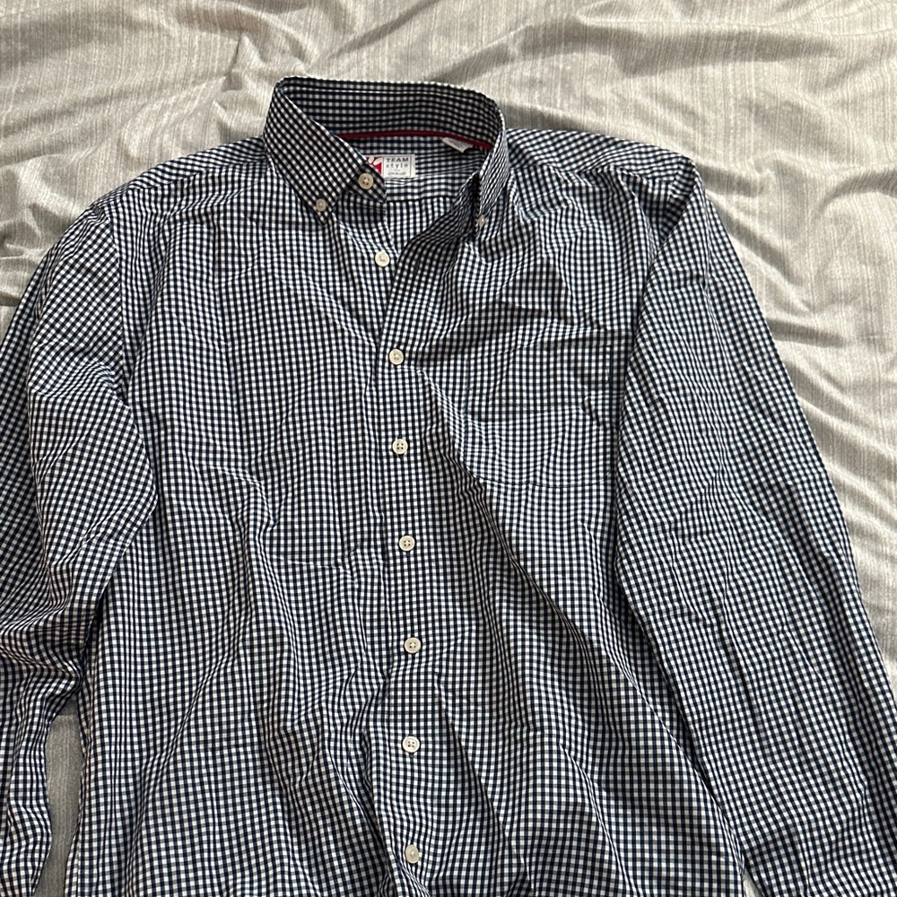 Chick-fil-A Teamstyle Men’s Blue Checkered Button Down - Small Tall